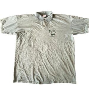 636- Maui Hawaii grey/green polo shirt #maui #hawaii #sandegal #vintage